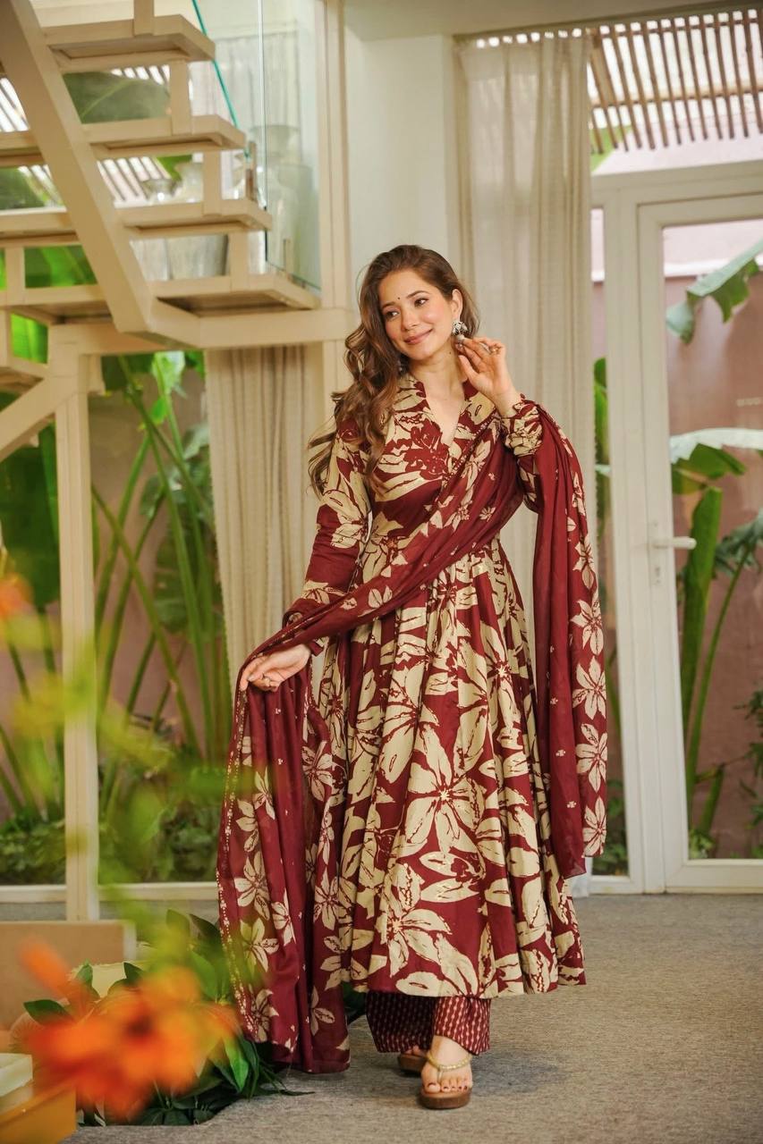 Crimson Noir Floral Couture Set